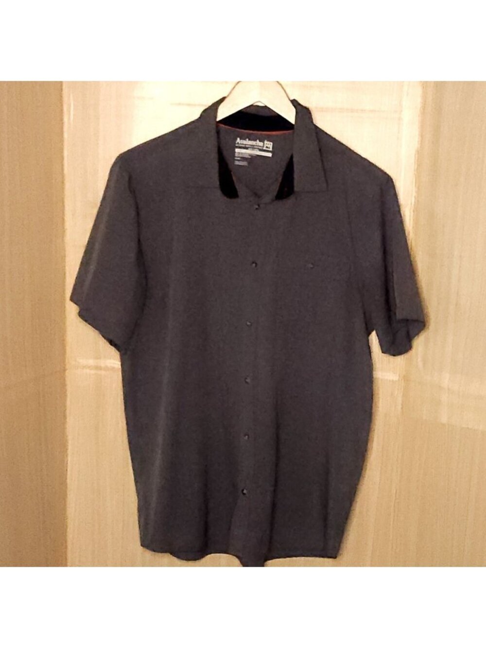 Avalanche Mens Blue Grey Short Sleeve Activewear Button Down Shirt Large